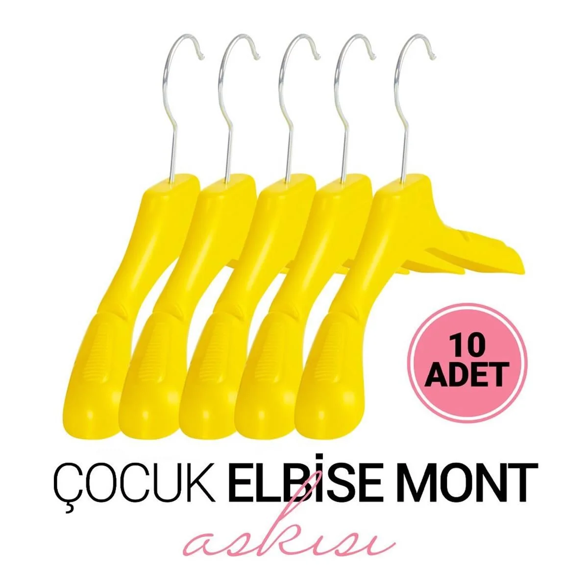 Çocuk SARI Elbise Mont Askısı 10 Adet Paketli 30 Cm Çocuk Askı