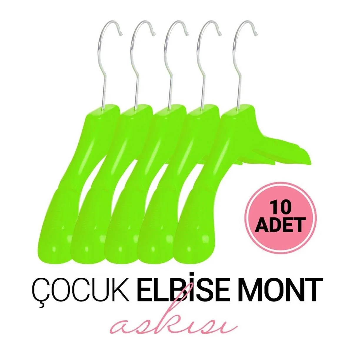 Çocuk YEŞİL Elbise Mont Askısı 10 Adet Paketli 30 Cm Çocuk Askı