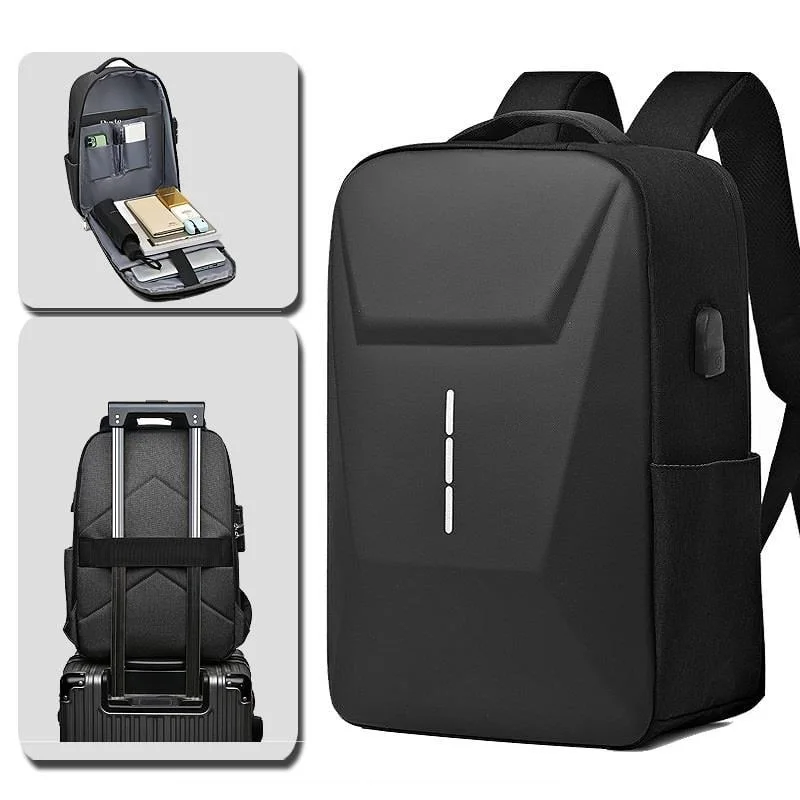 Laptop Sırt Çantası Usb Şarj Girişli Fermuar Kilitli Notebook Ipad ve Günlük Eşya Taşıma Çantası SİYAH - görsel 3