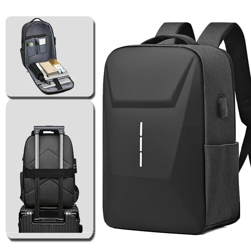 Laptop Sırt Çantası Usb Şarj Girişli Fermuar Kilitli Notebook Ipad ve Günlük Eşya Taşıma Çantası GRİ - görsel 3