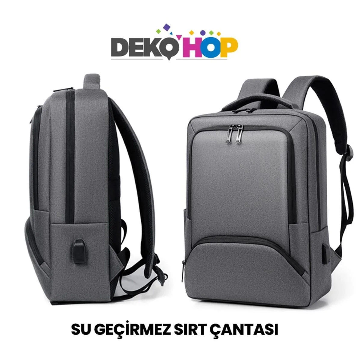 Laptop Sırt Çantası Yeni Nesil Usb Girişli Notebook Ipad ve Günlük Eşya Taşıma Çantası GRI - görsel 3