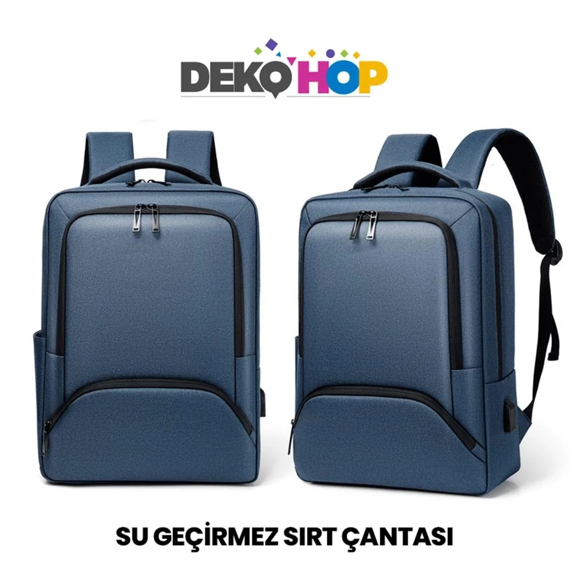 Laptop Sırt Çantası Yeni Nesil Usb Girişli Notebook Ipad ve Günlük Eşya Taşıma Çantası MAVİ - görsel 3