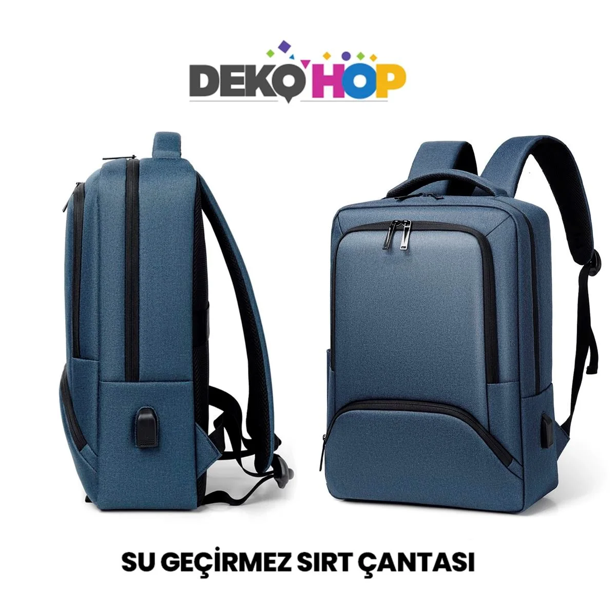 Laptop Sırt Çantası Yeni Nesil Usb Girişli Notebook Ipad ve Günlük Eşya Taşıma Çantası MAVİ - görsel 4