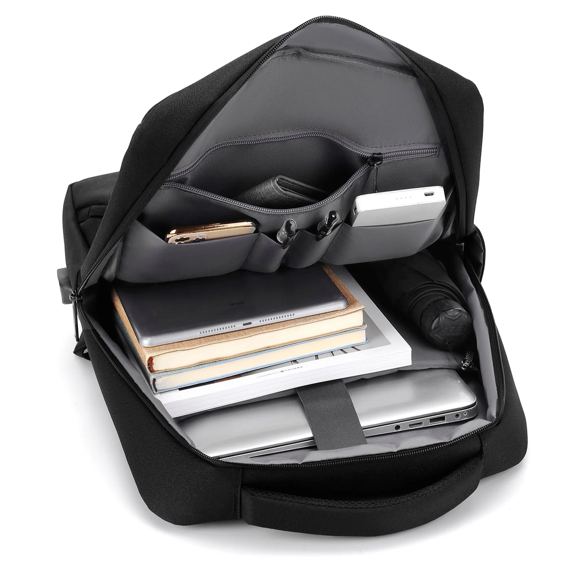 Laptop Sırt Çantası Yeni Nesil Usb Girişli Notebook Ipad ve Günlük Eşya Taşıma Çantası SİYAH - görsel 5