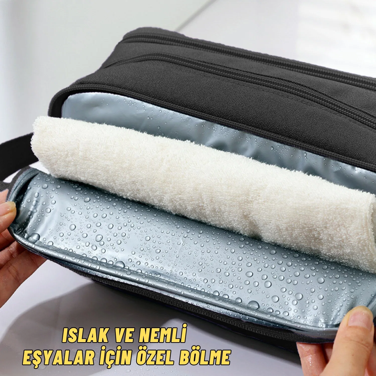 Çok Bölmeli Traş, Makyaj ve Kozmetik Malzemeleri Taşıma ve Saklama Organizer Çantası - görsel 7