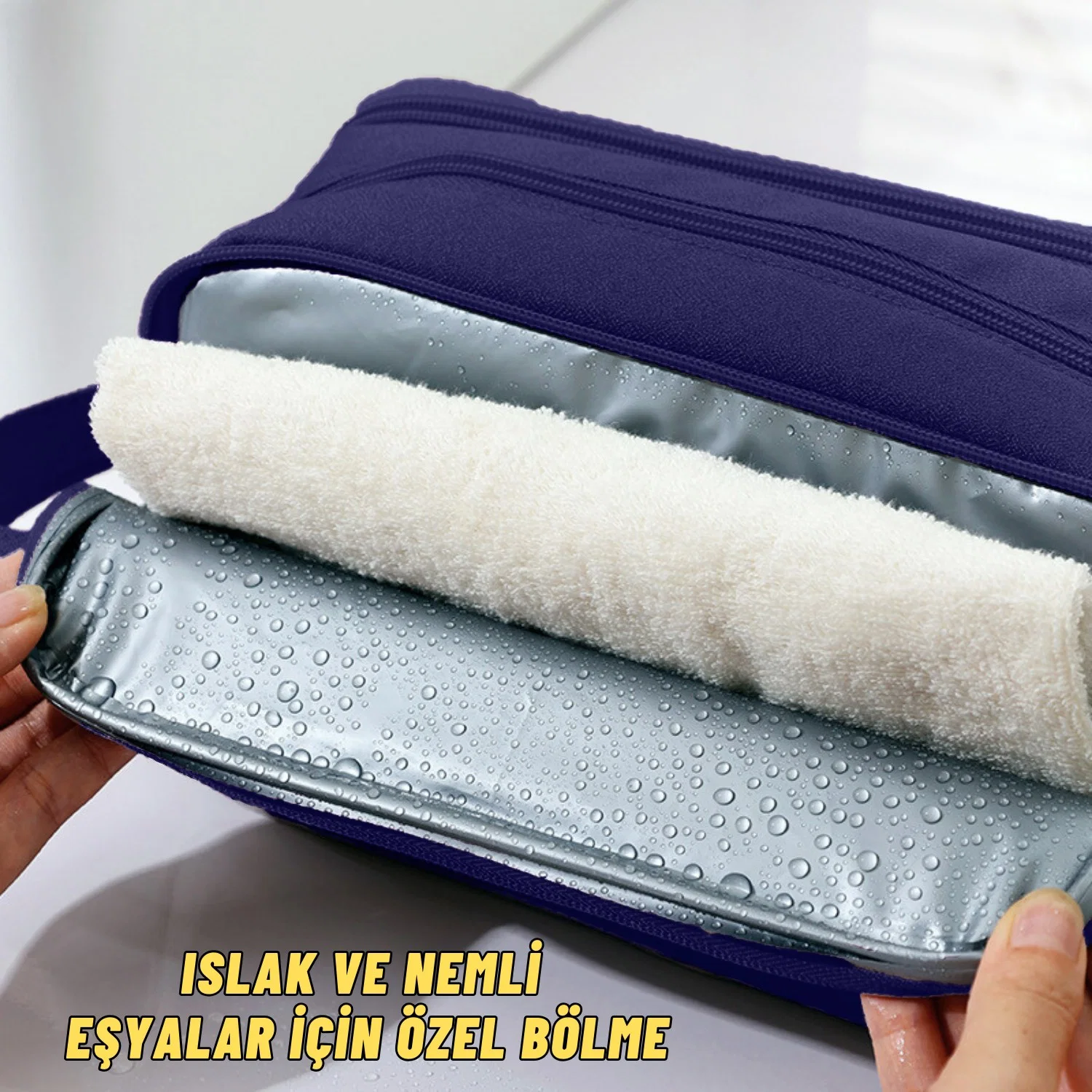 Çok Bölmeli Traş, Makyaj ve Kozmetik Malzemeleri Taşıma ve Saklama Organizer Çantası - görsel 7