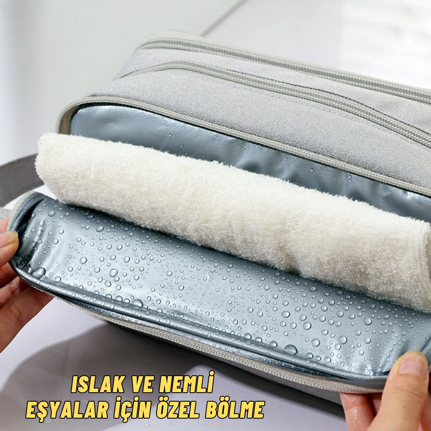 Çok Bölmeli Traş, Makyaj ve Kozmetik Malzemeleri Taşıma ve Saklama Organizer Çantası - görsel 7