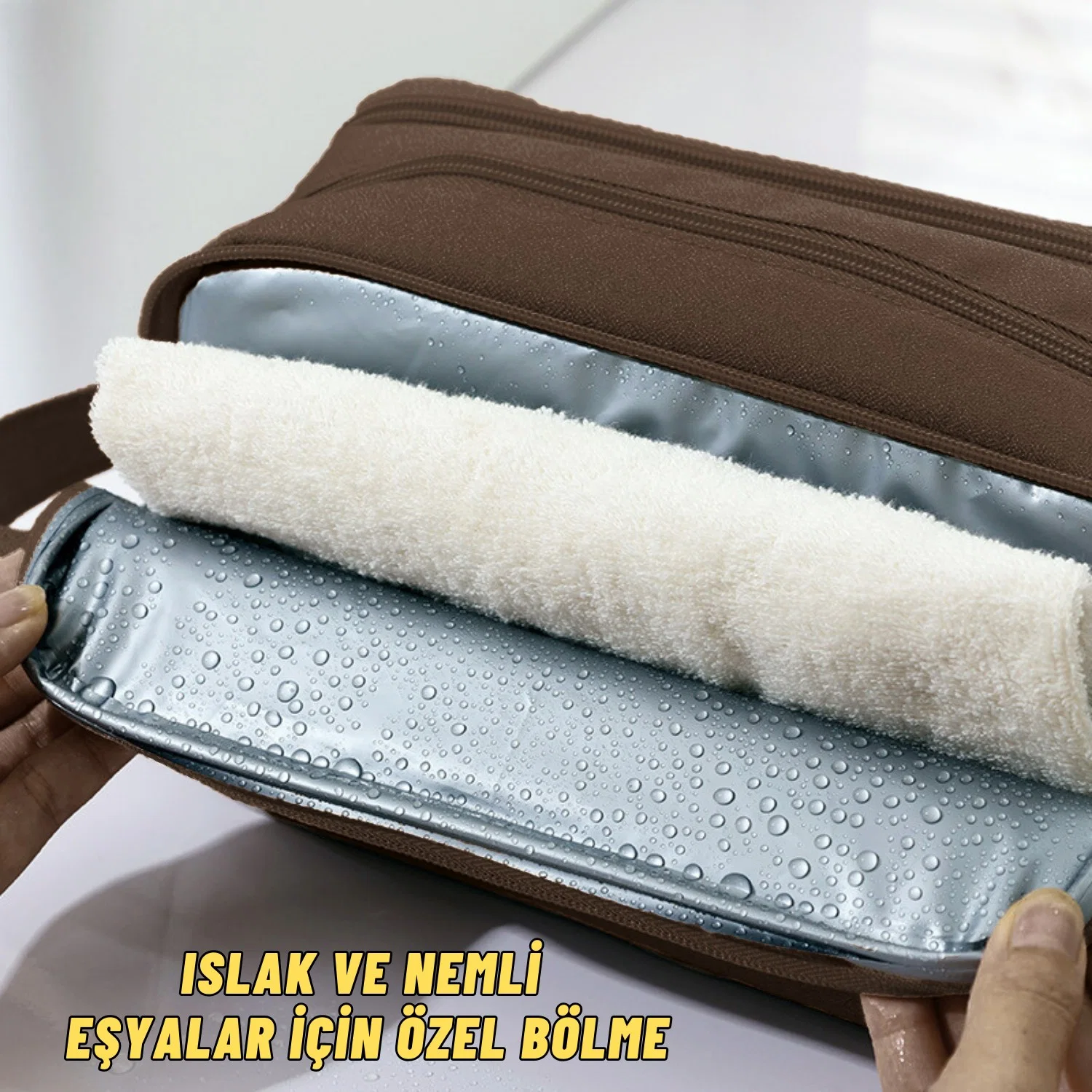 Çok Bölmeli Traş, Makyaj ve Kozmetik Malzemeleri Taşıma ve Saklama Organizer Çantası - görsel 7
