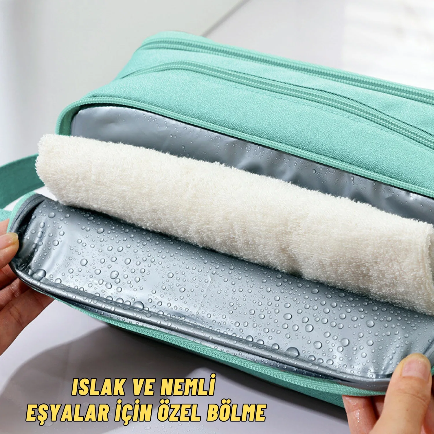 Çok Bölmeli Traş, Makyaj ve Kozmetik Malzemeleri Taşıma ve Saklama Organizer Çantası - görsel 7