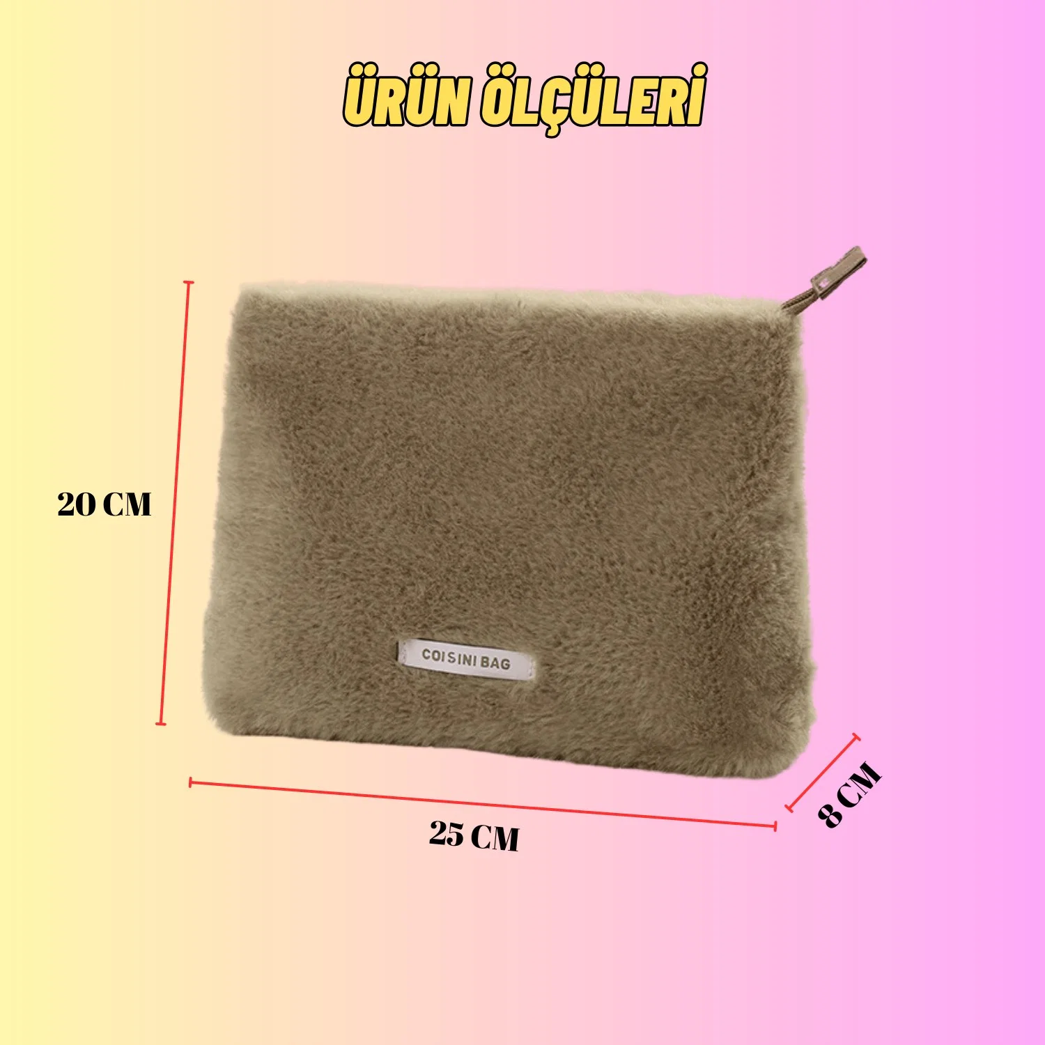 Peluş Makyaj ve Kozmetik Eşya Taşıma Çantası Geniş Hacimli Çanta Organizer - görsel 8