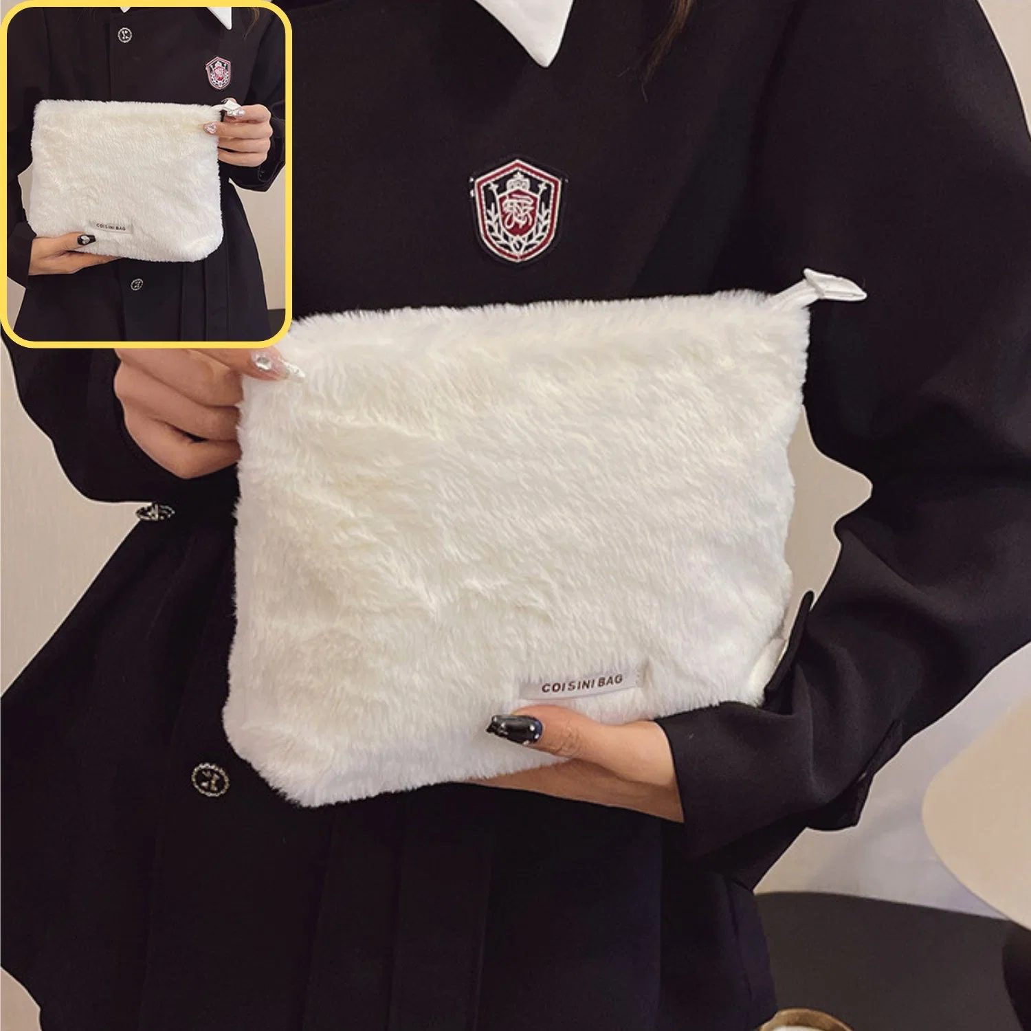 Peluş Makyaj ve Kozmetik Eşya Taşıma Çantası Geniş Hacimli Çanta Organizer - görsel 4