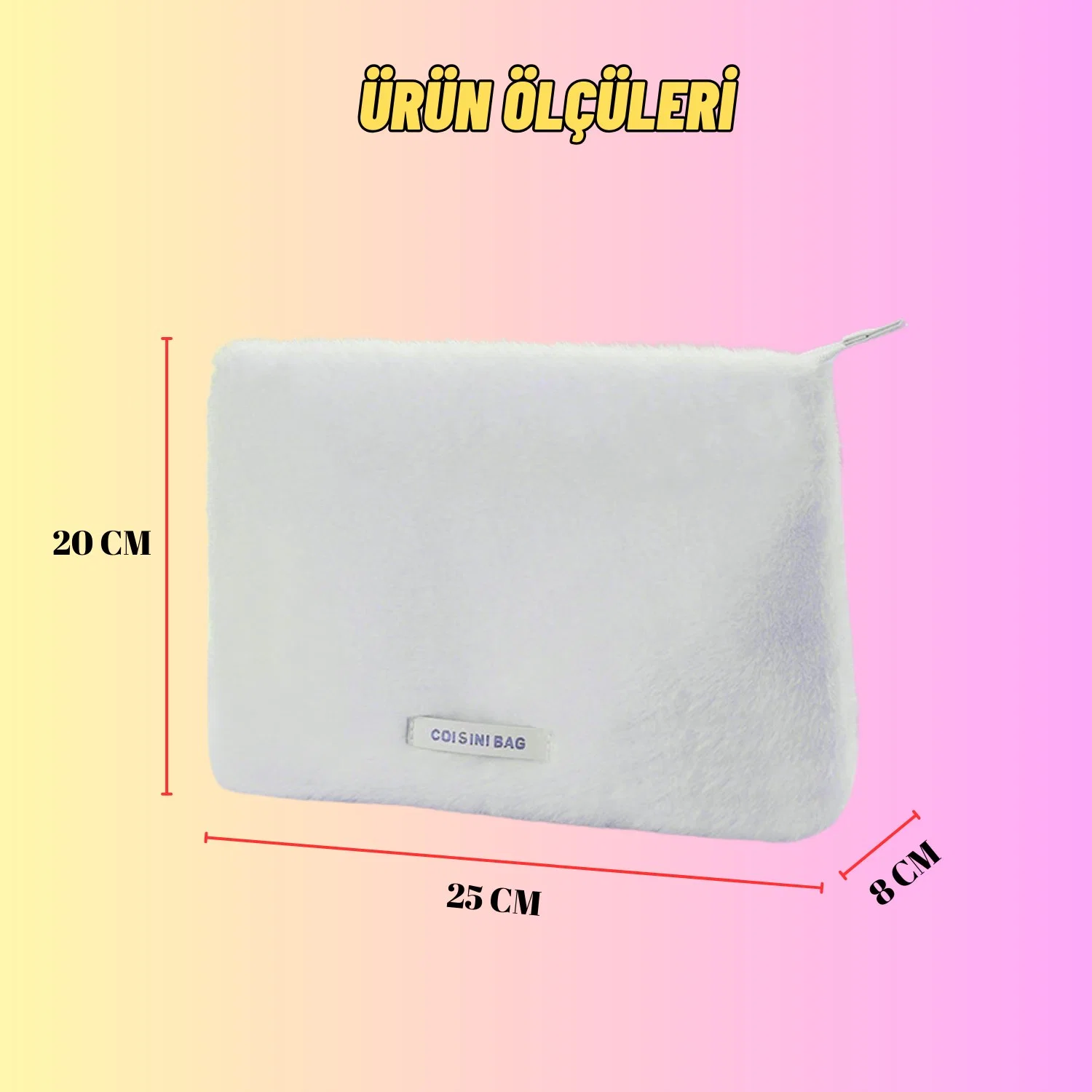 Peluş Makyaj ve Kozmetik Eşya Taşıma Çantası Geniş Hacimli Çanta Organizer - görsel 8