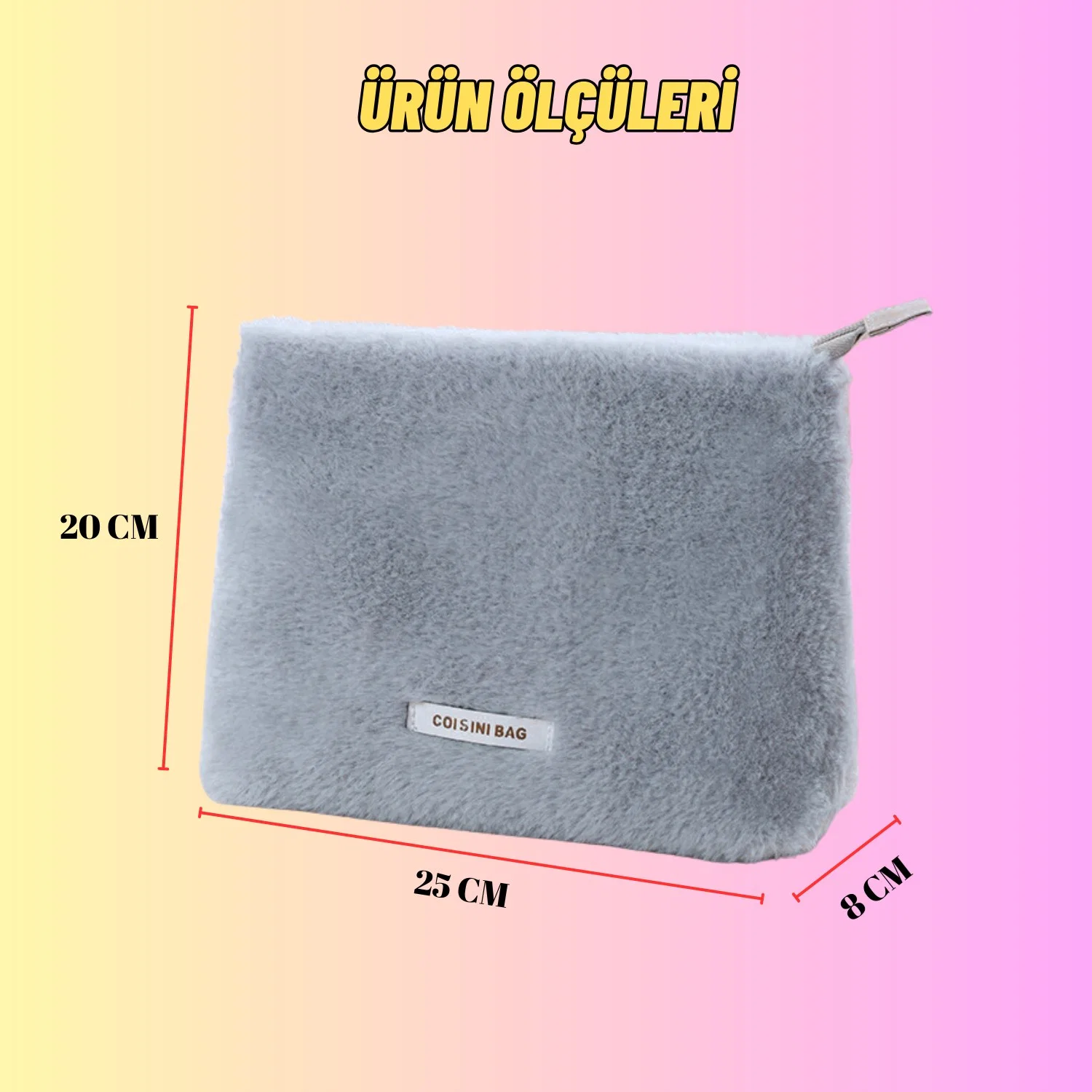 Peluş Makyaj ve Kozmetik Eşya Taşıma Çantası Geniş Hacimli Çanta Organizer - görsel 8