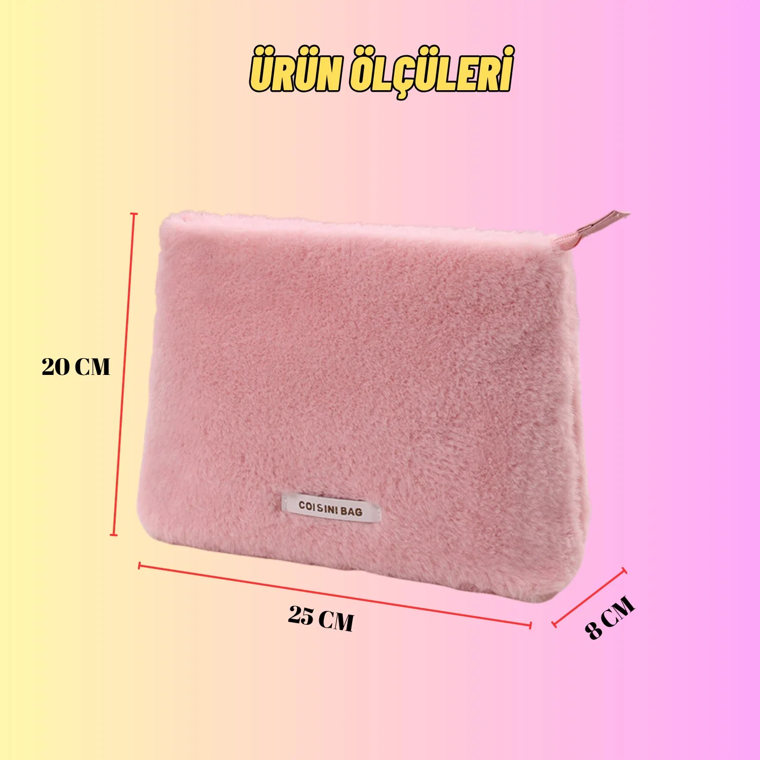 Peluş Makyaj ve Kozmetik Eşya Taşıma Çantası Geniş Hacimli Çanta Organizer - görsel 8