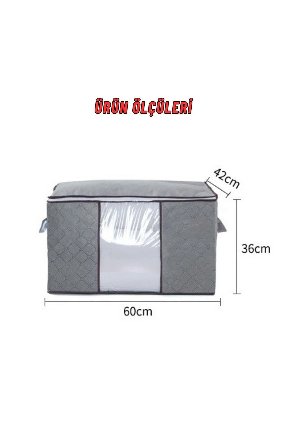Pencereli Saklama Hurcu 3 AD Yastık Yorgan Kıyafet Hurç Dolap İçi Ve Baza Altı Kullanım 60X42X36 CM - görsel 4