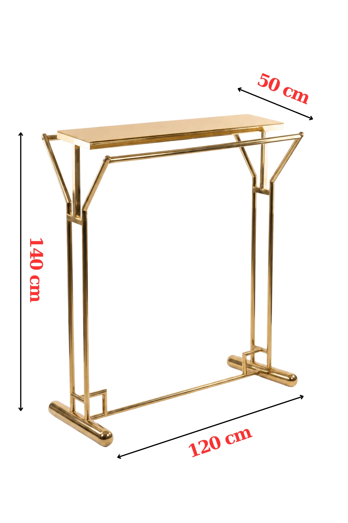 Elbise Askı Stand Gold Renk Kaplama Çift Yönlü Butik Orta Standı ve Askısı - görsel 5