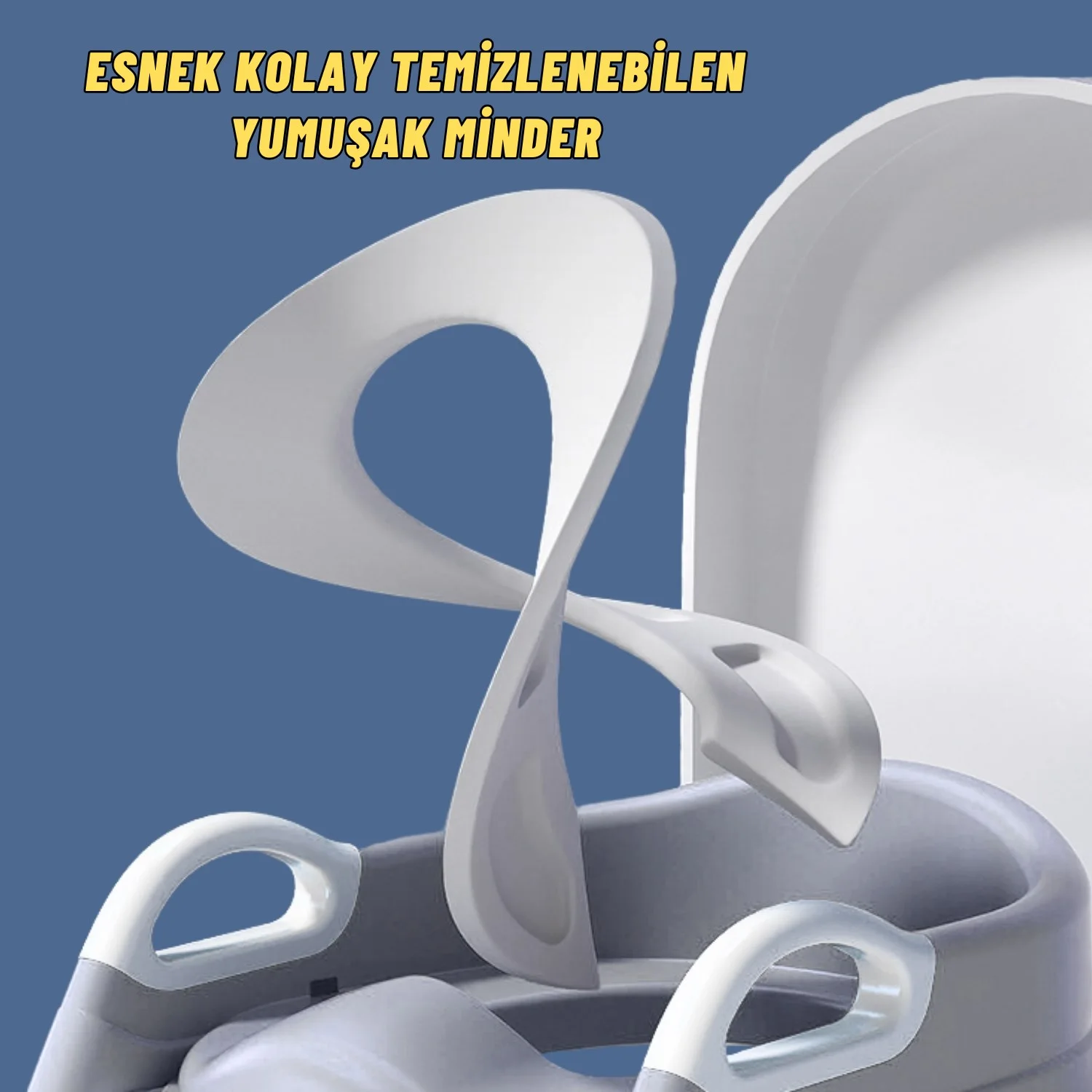 Çocuk Merdivenli Klozet Adaptörü Yükseklik Ayarlı Pratik Tuvalet Eğitici Klozet Oturak Gri - görsel 8