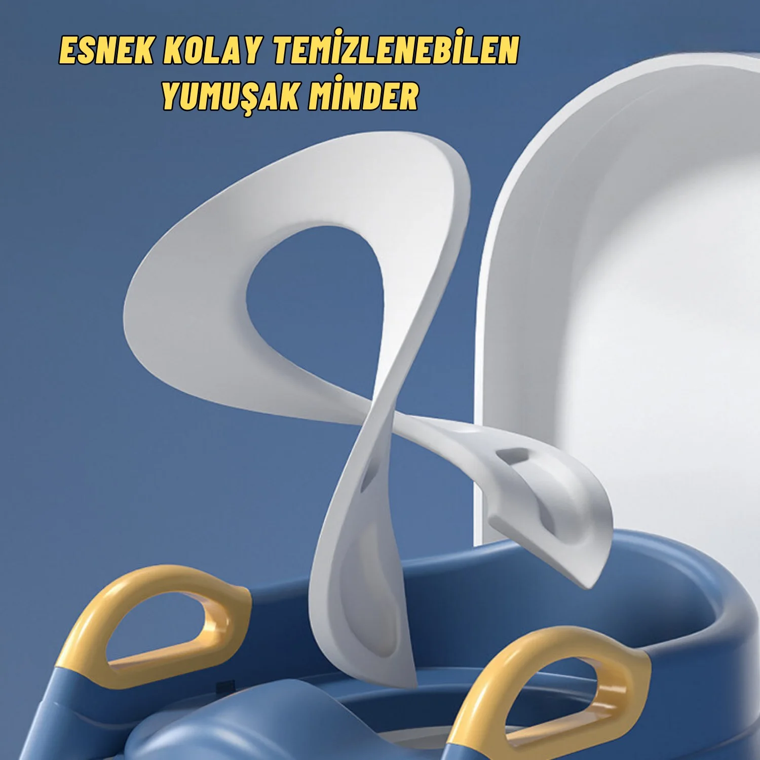 Çocuk Merdivenli Klozet Adaptörü Yükseklik Ayarlı Pratik Tuvalet Eğitici Klozet Oturak Mavi - görsel 8