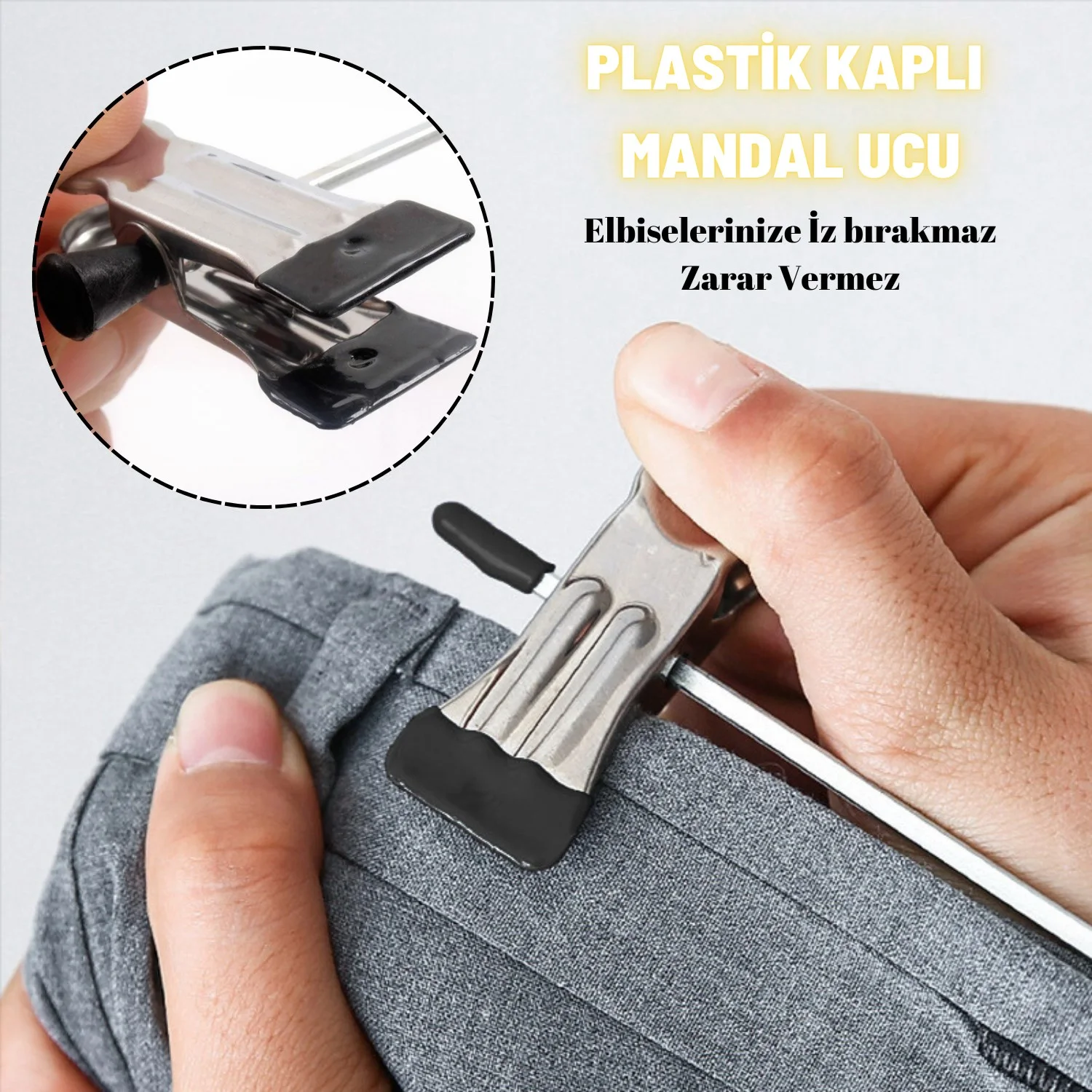 Metal Etek Pantolon Askısı Hareketli Mandallı Paslanmaz Metal Mağaza ve Ev Tipi Elbise Askısı 10 Adet - görsel 3