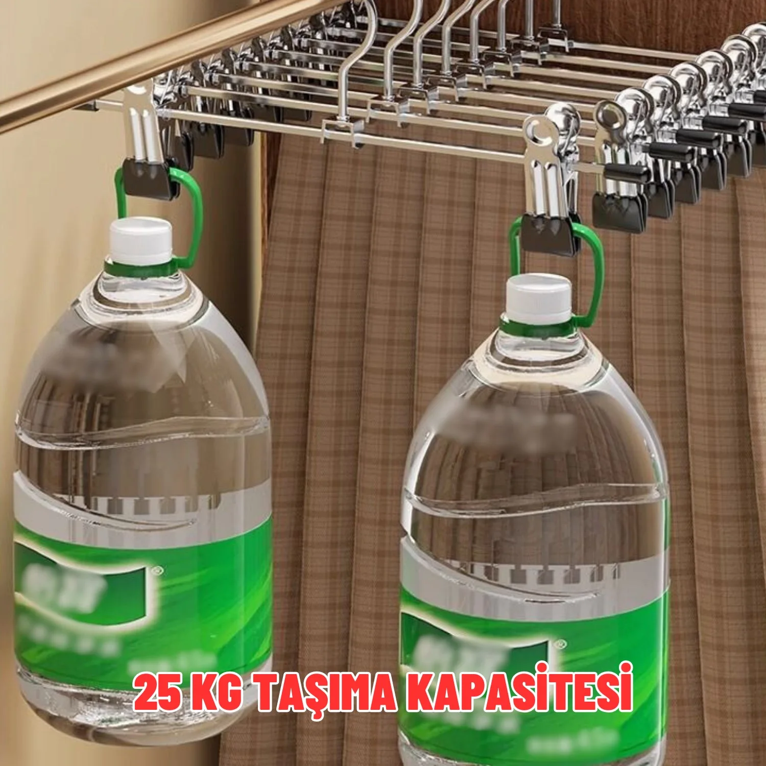 Metal Etek Pantolon Askısı Hareketli Mandallı Paslanmaz Metal Mağaza ve Ev Tipi Elbise Askısı 10 Adet - görsel 6