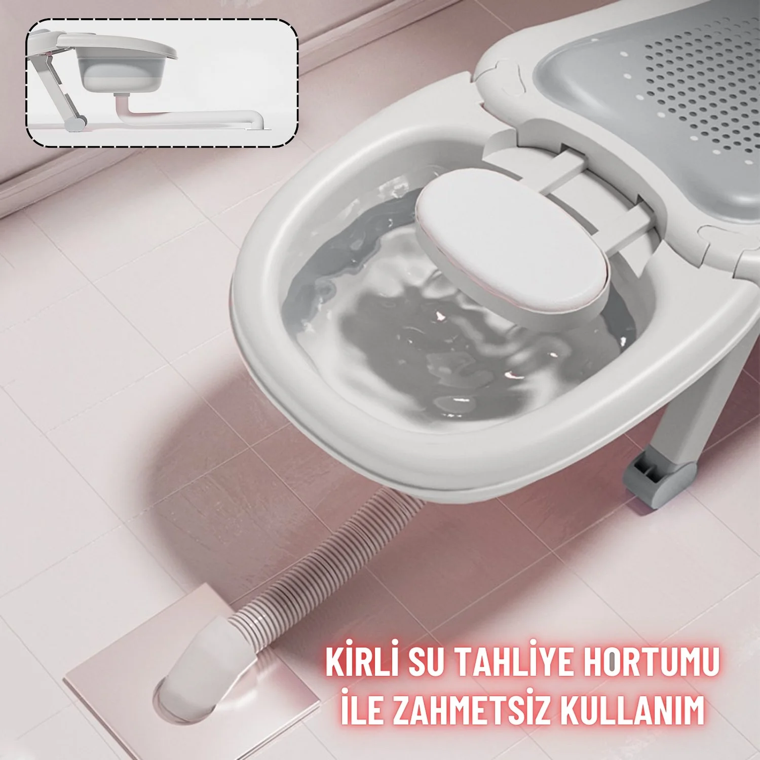 Bebek Banyo Yatağı ve Oturak Yeni Doğan Uyumlu Katlanır Küvet Aparatı Alt Değiştirme ve Mama Sehpası - görsel 6