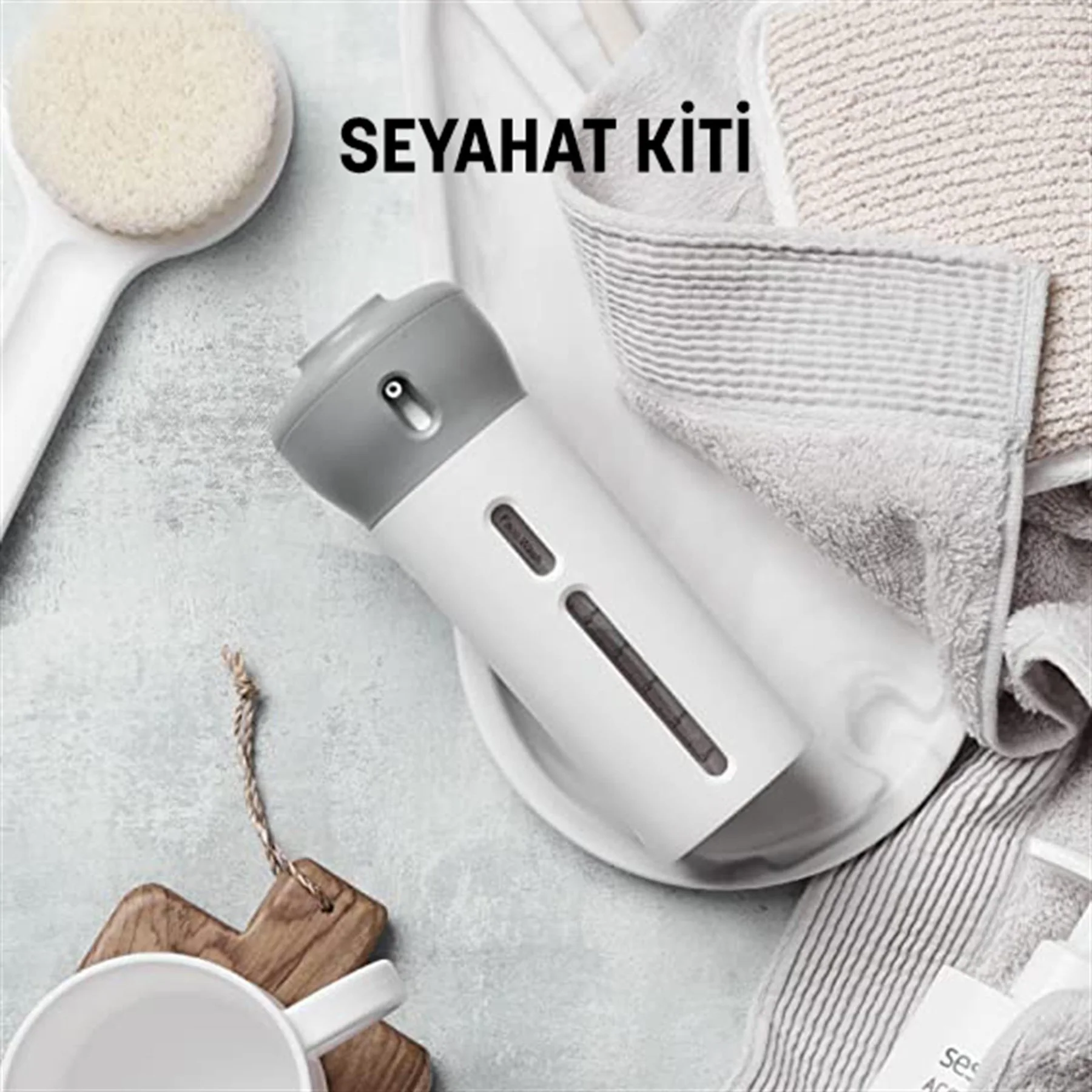 Seyahat Kozmetik Şampuan Vücut Kremi Losyon Taşıma Şişe Seti GRİ - görsel 2