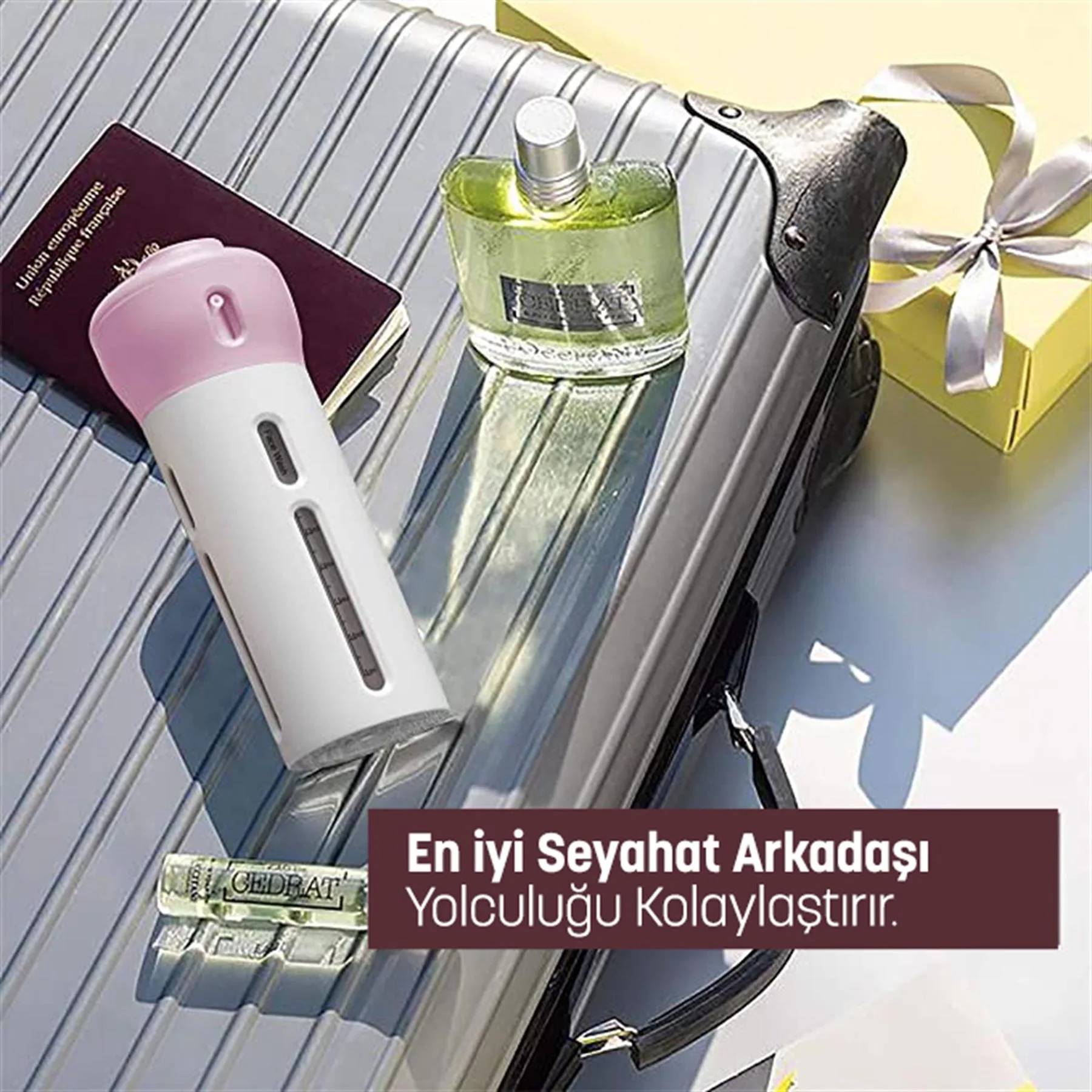 Seyahat Kozmetik Şampuan Vücut Kremi Losyon Taşıma Şişe Seti PEMBE