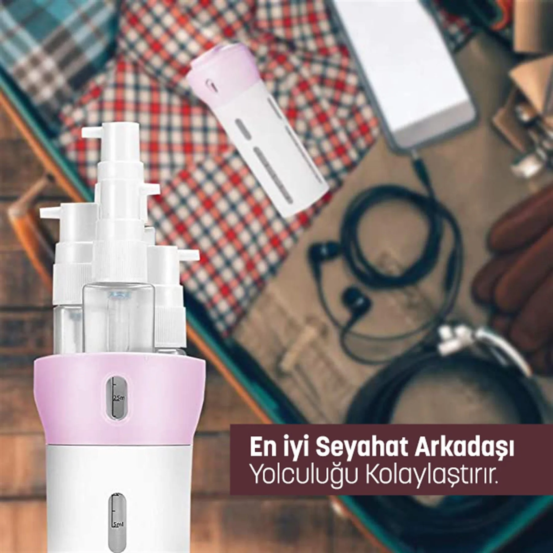 Seyahat Kozmetik Şampuan Vücut Kremi Losyon Taşıma Şişe Seti PEMBE - görsel 2