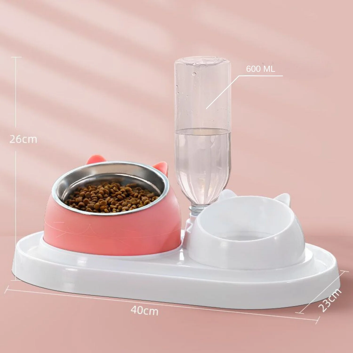 Kedi ve Köpek Mama ve Su Kabı Çelik Taslı Su Doldurma Özellikli PEMBE - görsel 3