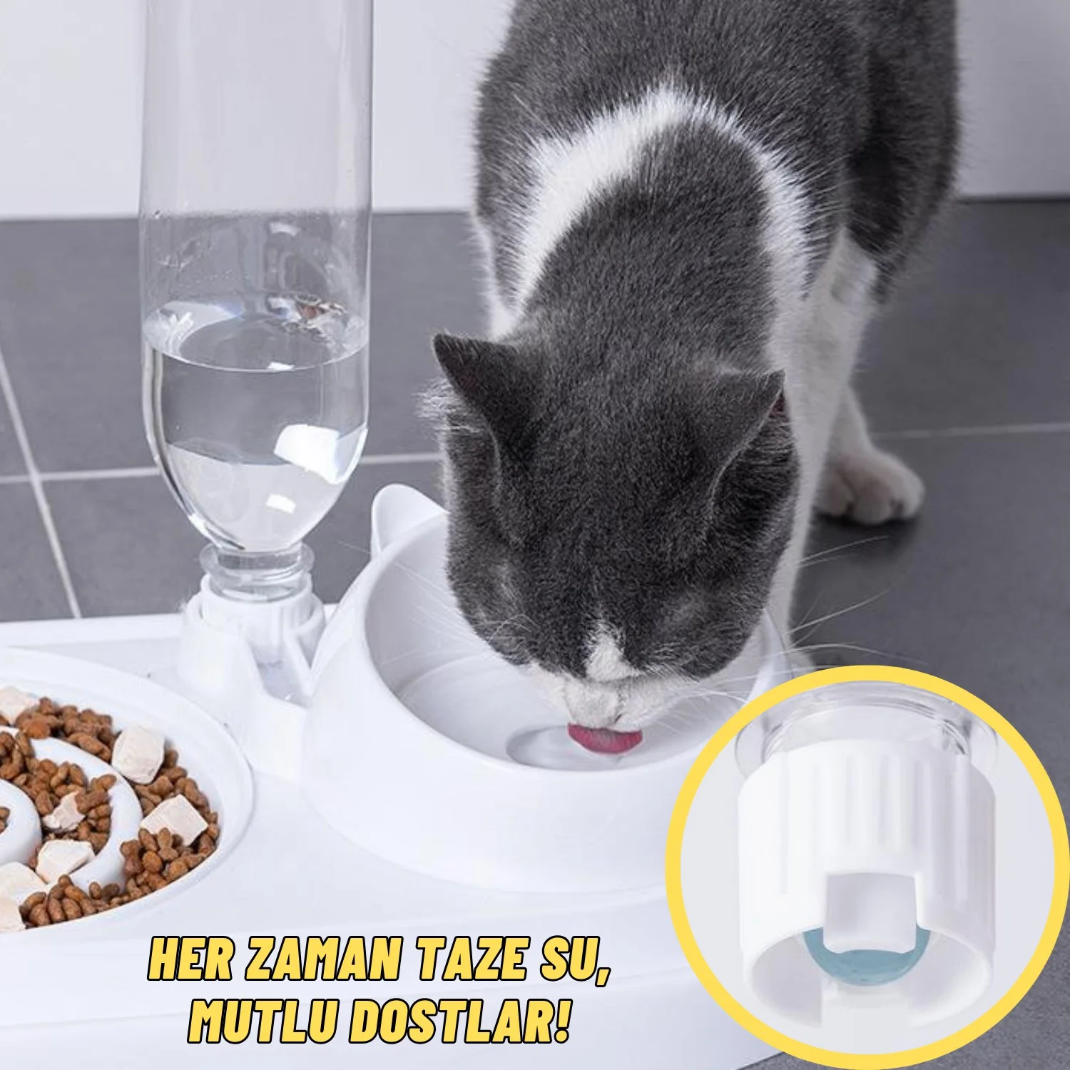Kedi ve Köpek Mama ve Su Kabı Çelik Taslı Su Doldurma Özellikli PEMBE - görsel 5