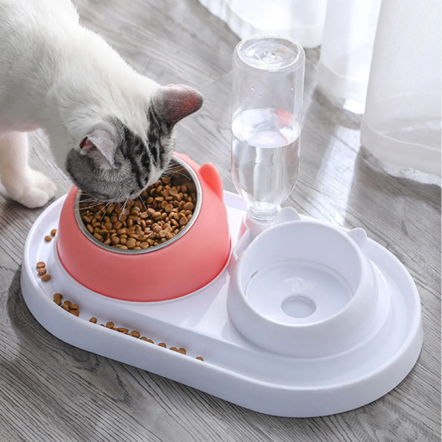 Kedi ve Köpek Mama ve Su Kabı Çelik Taslı Su Doldurma Özellikli PEMBE - görsel 6