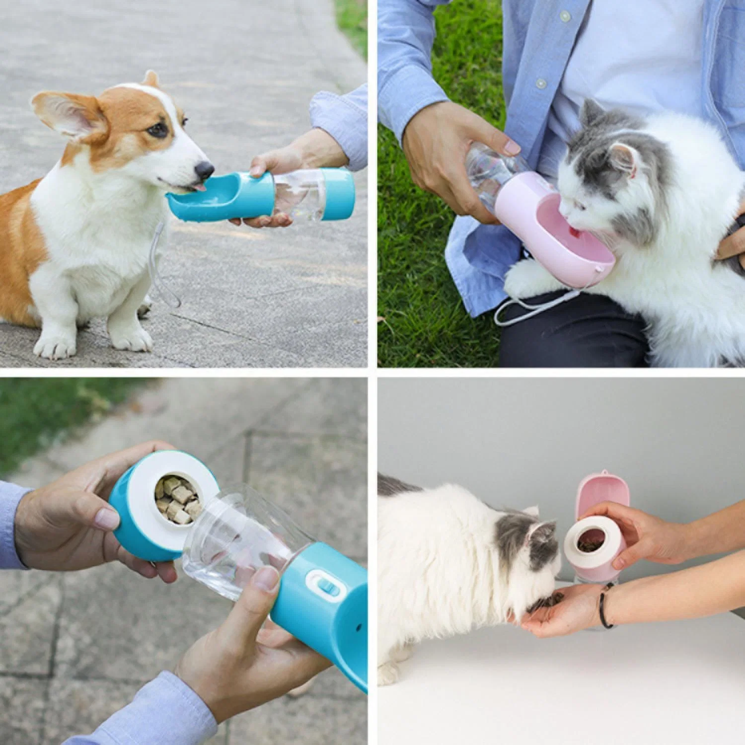 Taşınabilir Kedi Köpek Mama Ve Su Kabı Şişesi Seyahat Gezi Ve Park Yürüyüş İçin 2'si 1 Arada - görsel 8