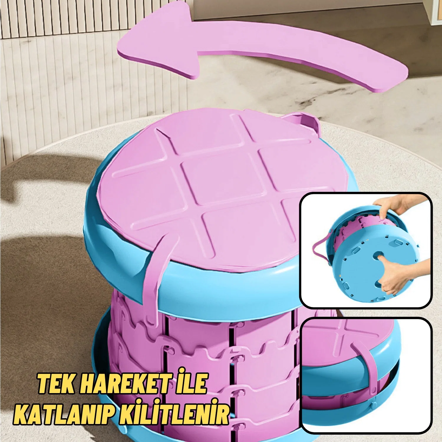 Tuvalet Eğitici Katlanabilir Taşınabilir Çocuk Lazımlık Portatif Seyahat Bebek Tuvaleti - görsel 2