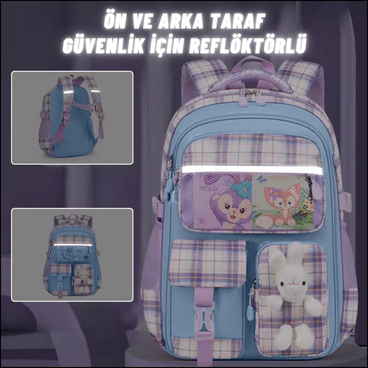 Çocuk Okul Sırt Çantası Ergonomik Özel Tasarım Çok Bölmeli Yeni Nesil Okul Çantası - görsel 8