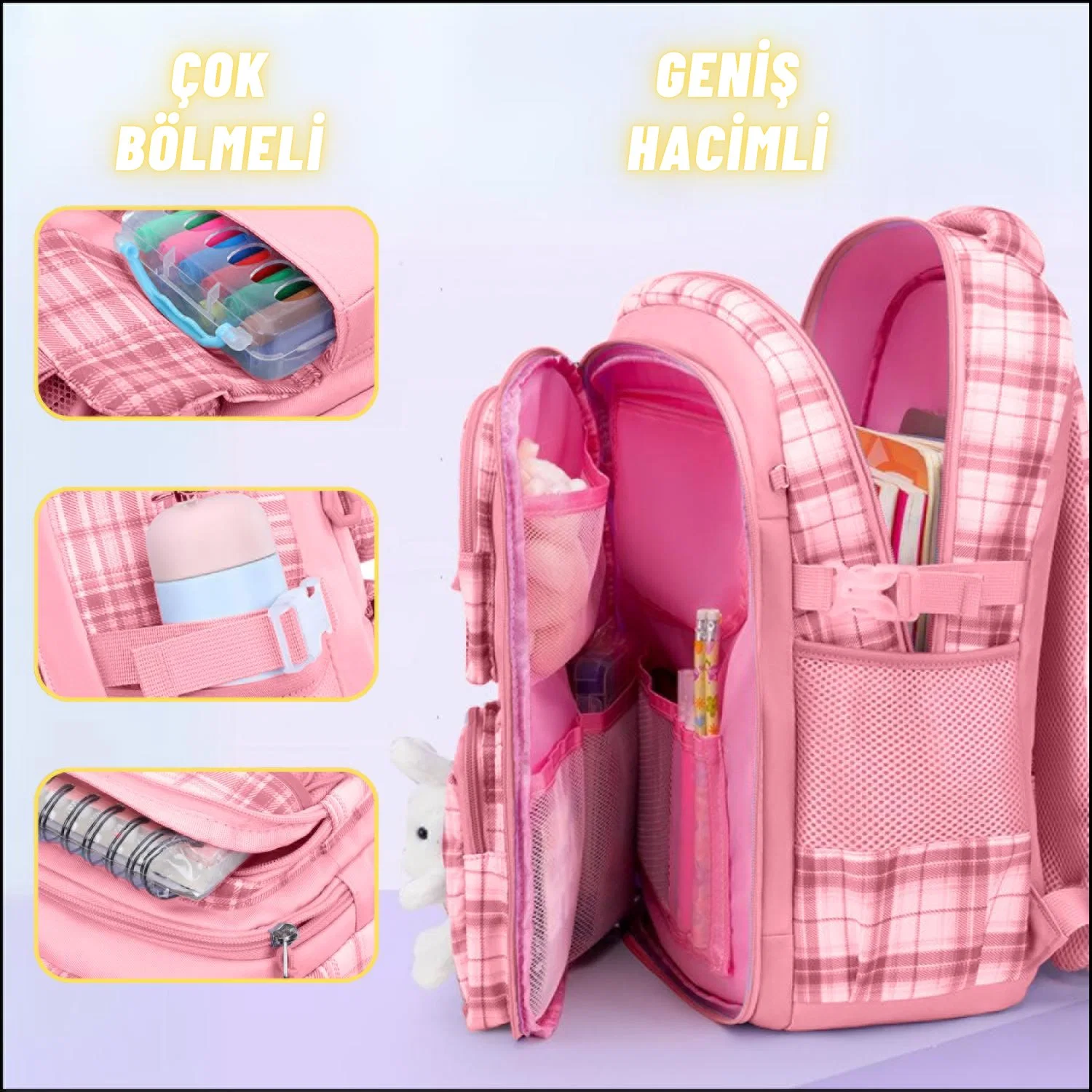 Çocuk Okul Sırt Çantası Ergonomik Özel Tasarım Çok Bölmeli Yeni Nesil Okul Çantası - görsel 5