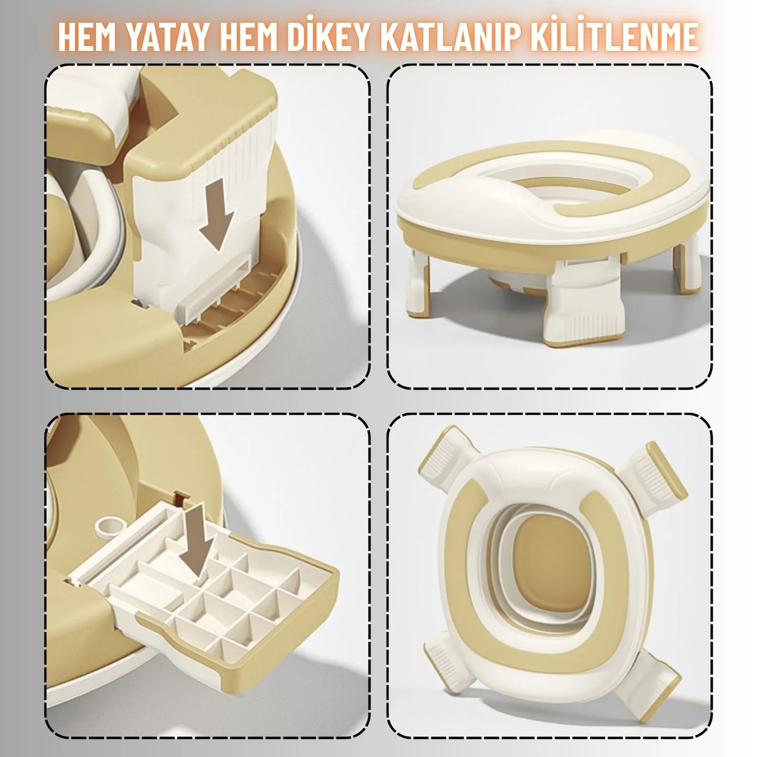 Taşınabilir Lazımlık Çocuk Katlanır Klozet Adaptörü Seyahat Kamp Çocuk Araba Portatif Lazımlık - görsel 4