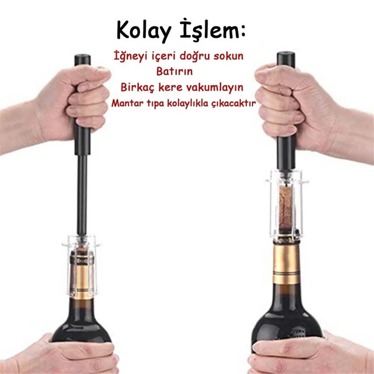 Tirbüşon Basınçlı Pratik Şişe Şarap Mantar Açacağı - görsel 2