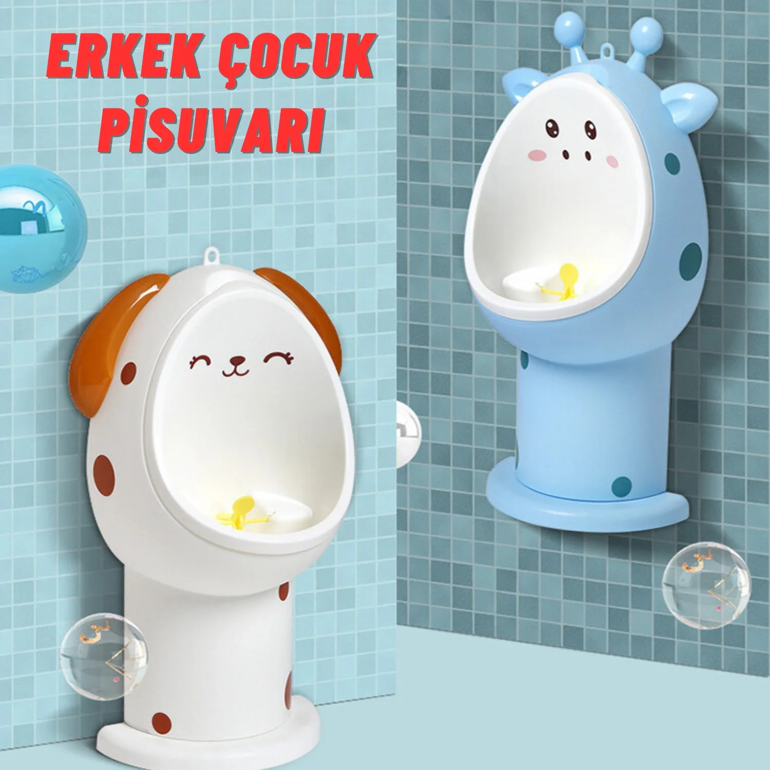Erkek Çocuk 1-6 Yaş Tuvalet Eğitimi Eğlenceli Duvar Askılı Pisuvar Mavi - görsel 8