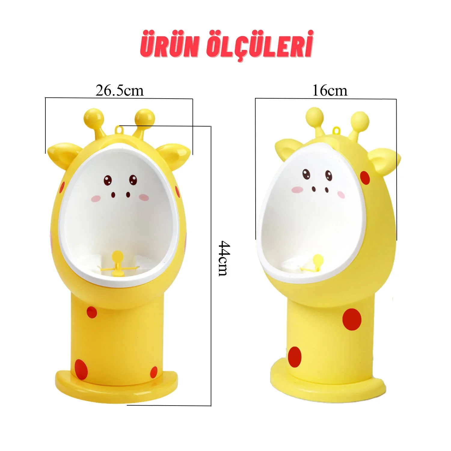 Erkek Çocuk 1-6 Yaş Tuvalet Eğitimi Eğlenceli Duvar Askılı Pisuvar Sarı - görsel 4