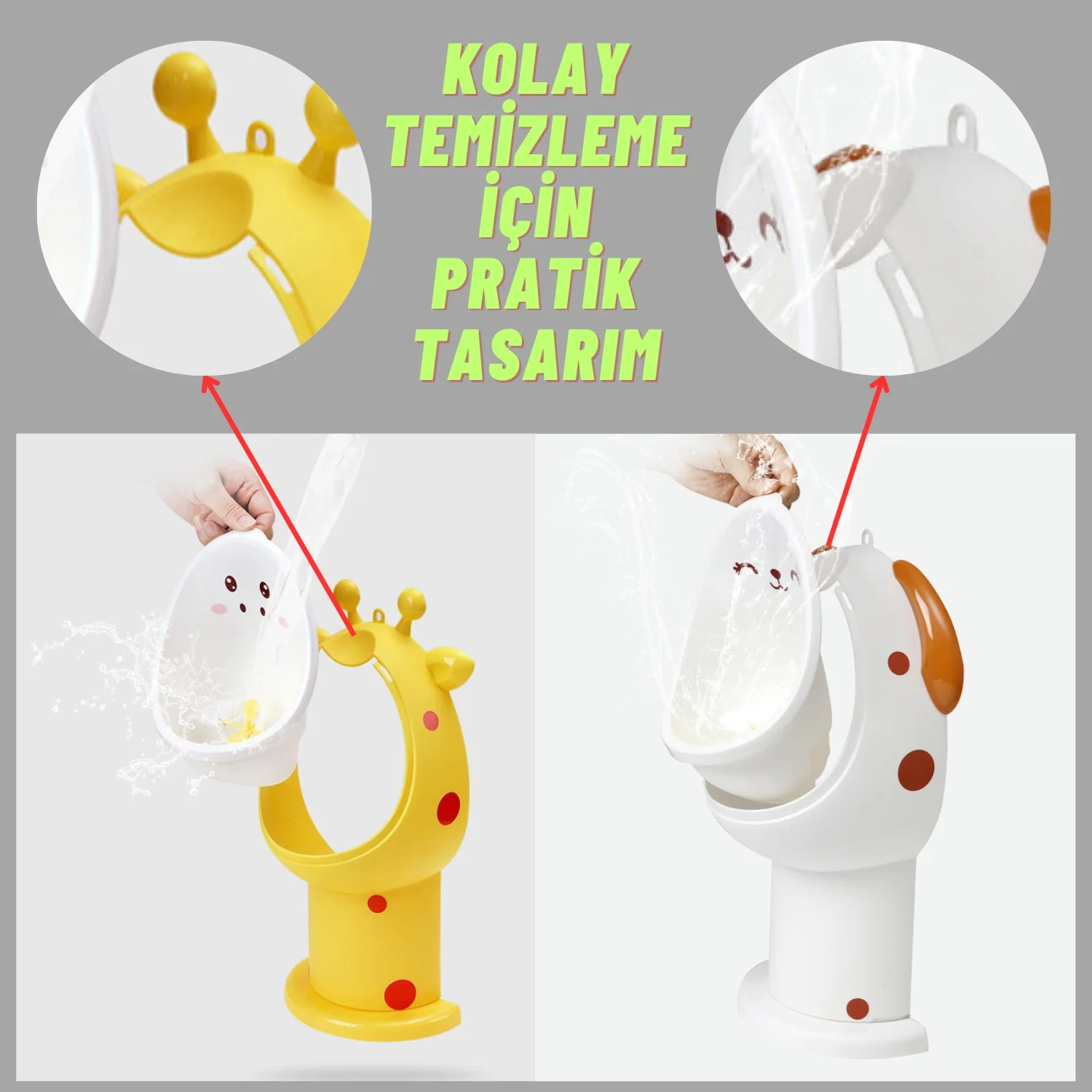 Erkek Çocuk 1-6 Yaş Tuvalet Eğitimi Eğlenceli Duvar Askılı Pisuvar Siyah - görsel 3