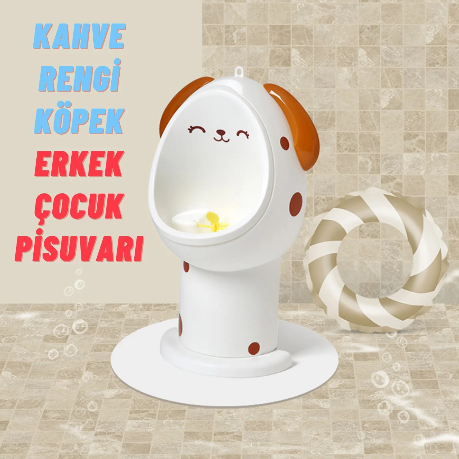 Erkek Çocuk 1-6 Yaş Tuvalet Eğitimi Eğlenceli Duvar Askılı Pisuvar Kahve Rengi