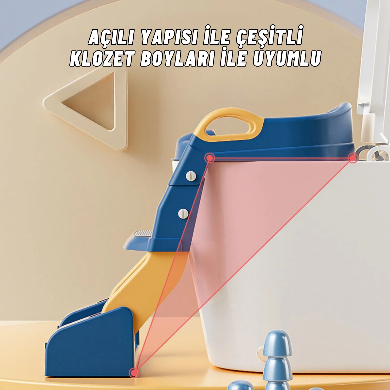 Çocuk Tuvalet Eğitimi Katlanır Klozet Adaptörü Ve Lazımlık Merdivenli Tuvalet Eğitici MAVİ - görsel 8