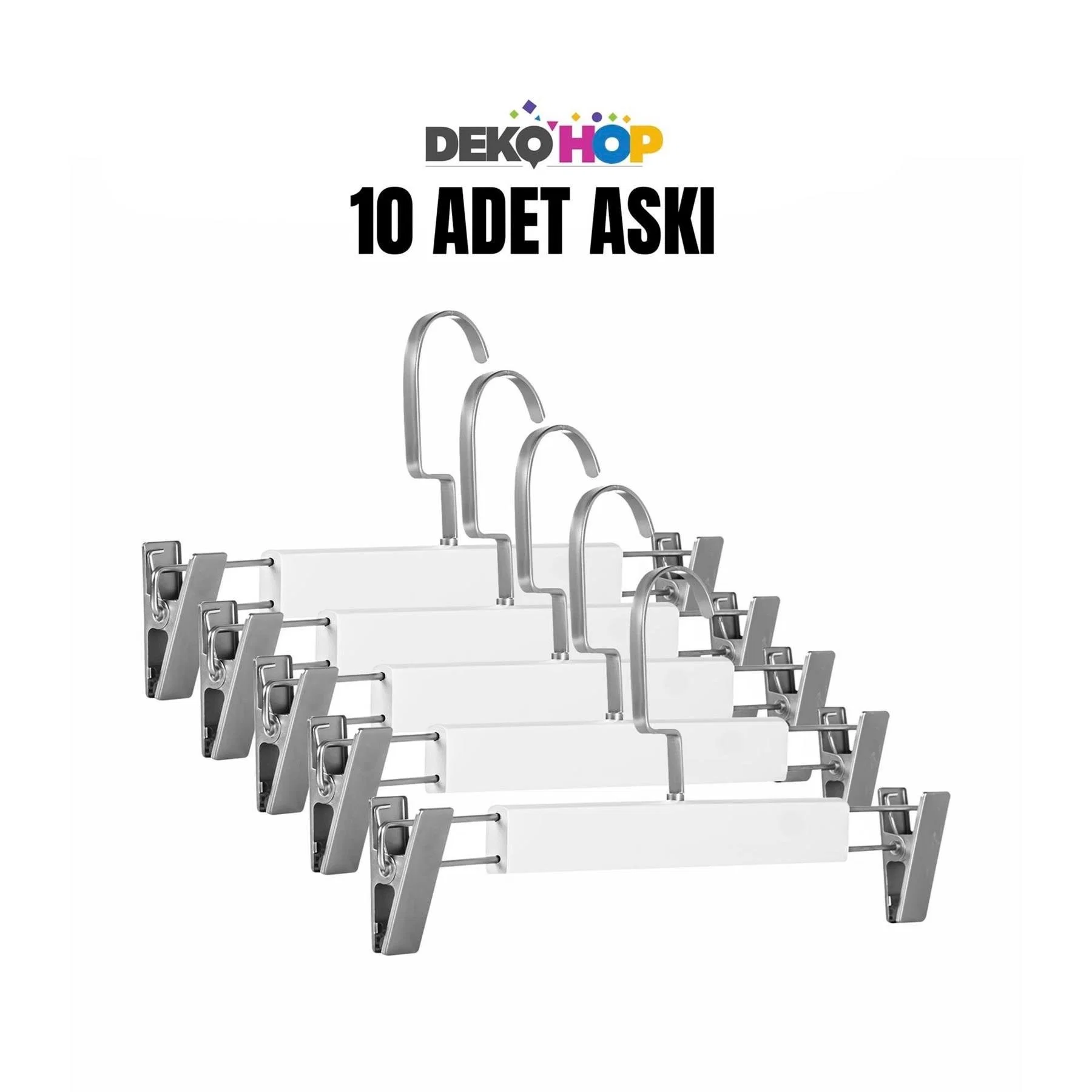 Elbise Pantolon Etek Askısı Ahşap Mandallı Askılık 1. Sınıf Kalite Ahşap Askı BEYAZ 10 ADET