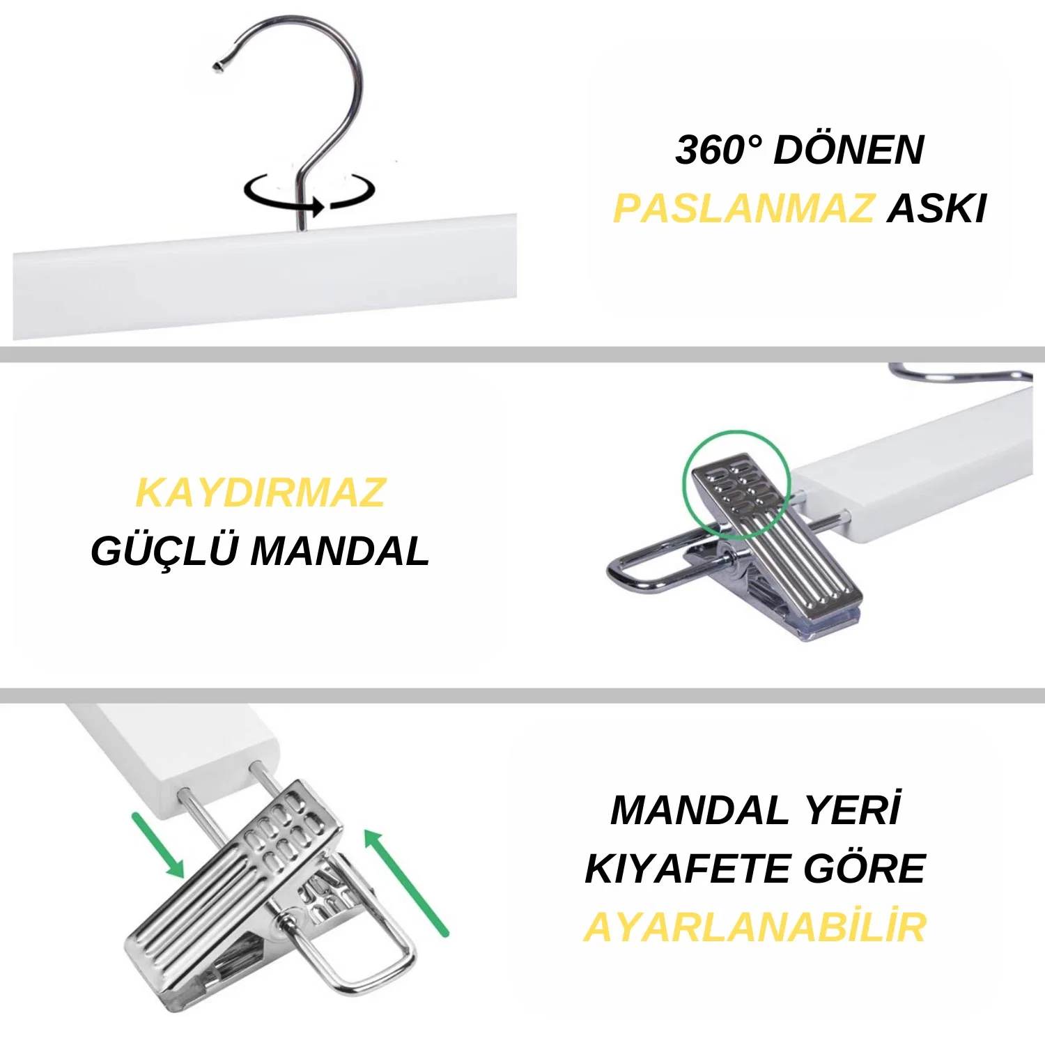 Ahşap Etek Pantolon Askısı Mandallı Lüks Elbise Askılık Vernikli Renk 10/50/100 Adet - görsel 5