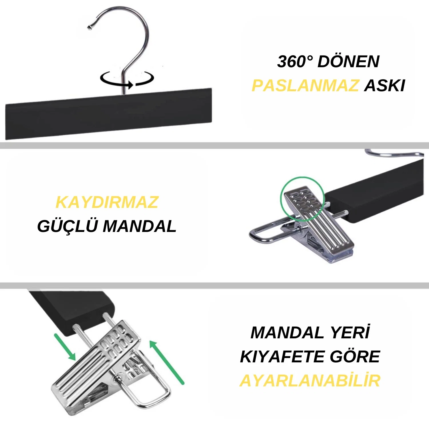 Ahşap Etek Pantolon Askısı Mandallı Lüks Elbise Askılık Vernikli Renk 10/50/100 Adet - görsel 6