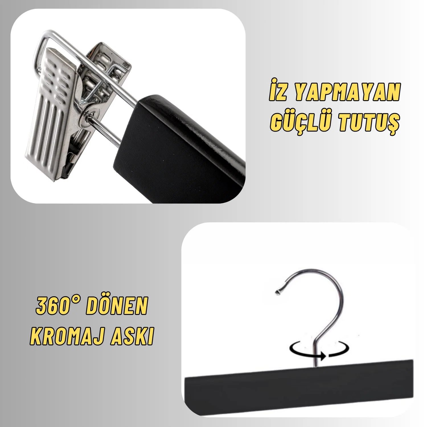 Ahşap Etek Pantolon Askısı Mandallı Lüks Elbise Askılık Vernikli Renk 10/50/100 Adet - görsel 7
