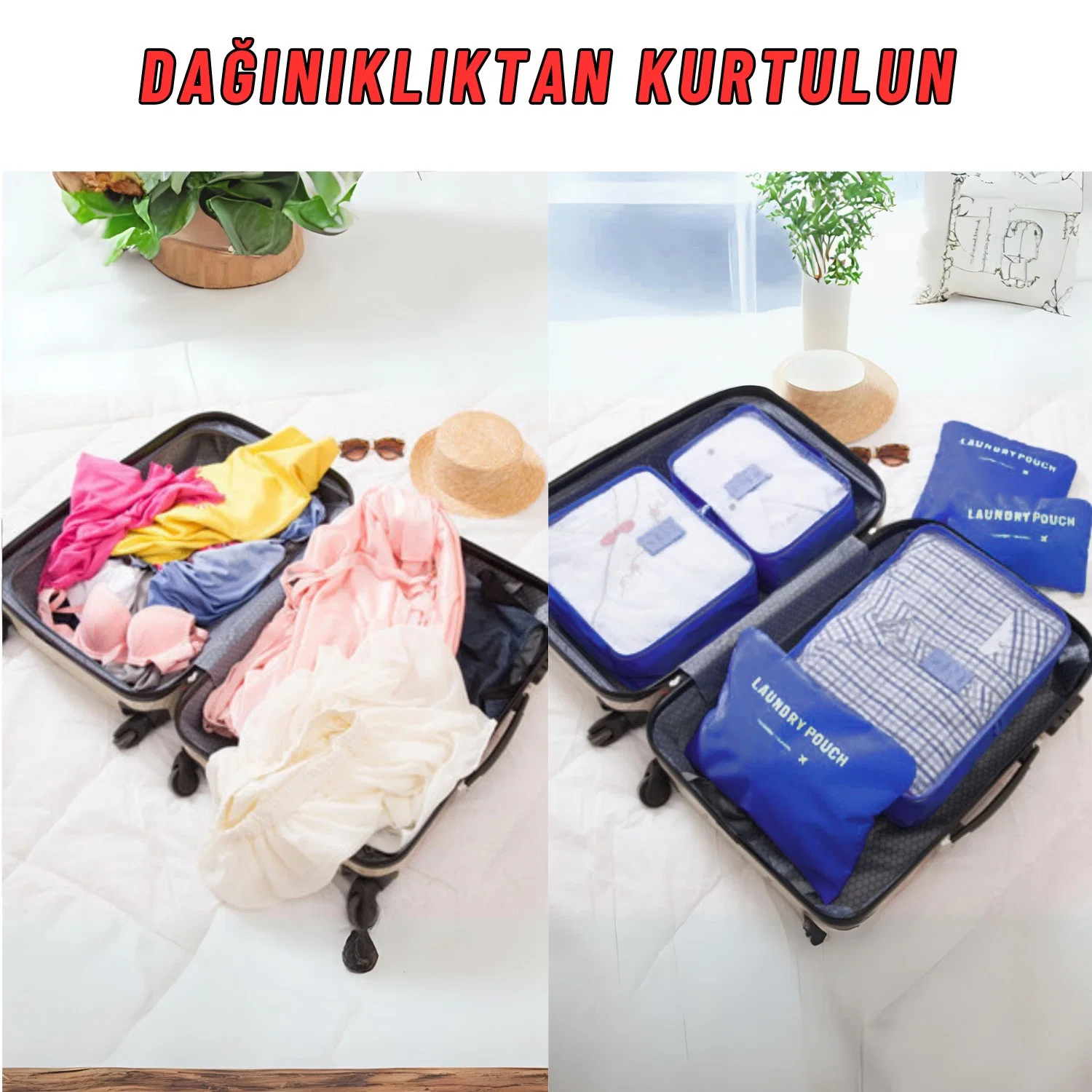 Valiz Seyahat Çanta Düzenleyici 6 Parça Seyahat Bavul Düzenleyici Organizer Set - görsel 3