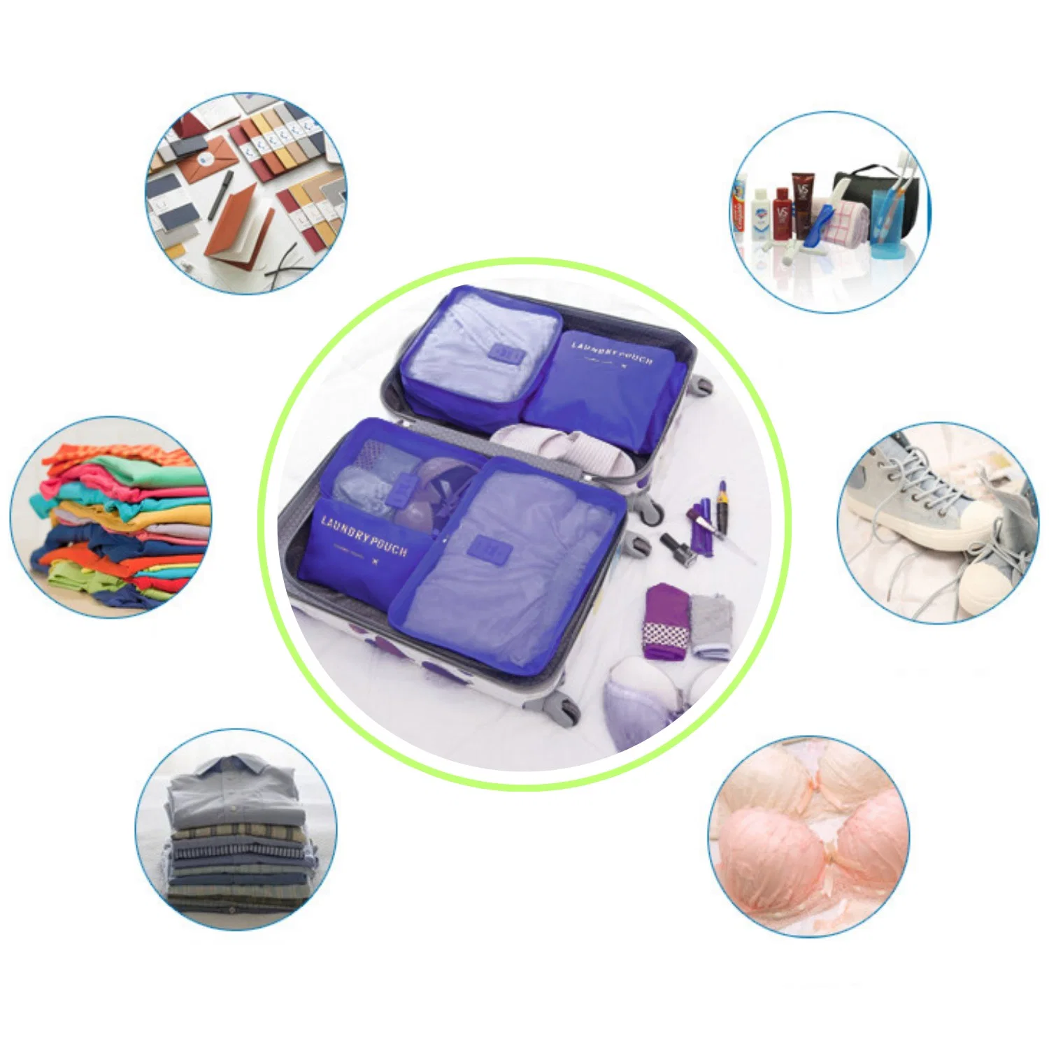 Valiz Seyahat Çanta Düzenleyici 6 Parça Seyahat Bavul Düzenleyici Organizer Set - görsel 4