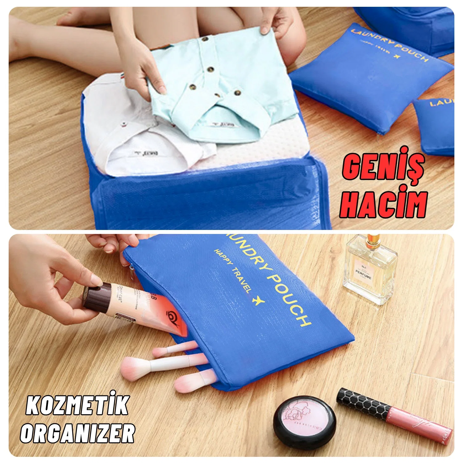 Valiz Seyahat Çanta Düzenleyici 6 Parça Seyahat Bavul Düzenleyici Organizer Set - görsel 5
