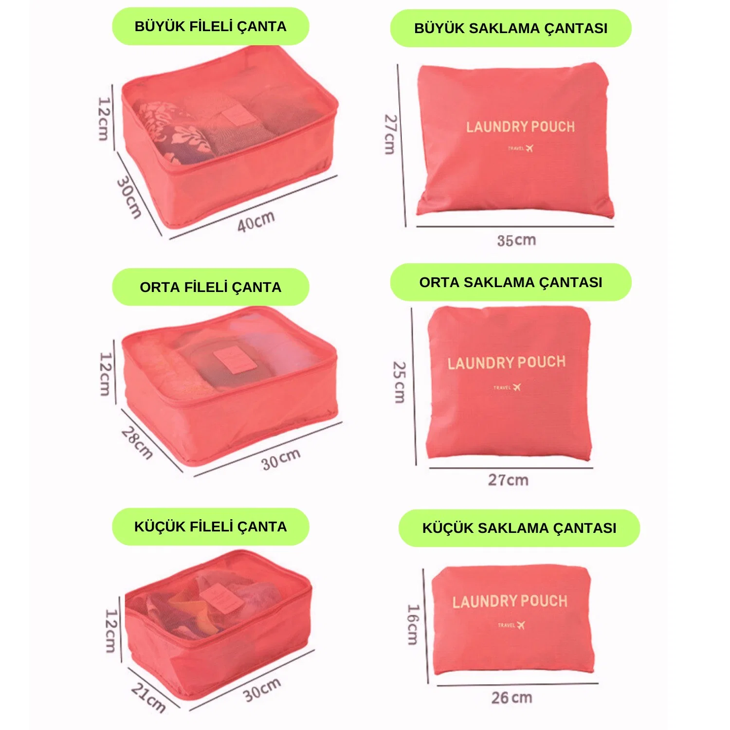 Valiz Seyahat Çanta Düzenleyici 6 Parça Seyahat Bavul Düzenleyici Organizer Set - görsel 2